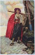 Howard Pyle The Buccaneer was a Picturesque Fellow: illustration of a pirate, dressed to the nines in piracy attire. oil painting